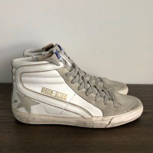 COPY - Golden Goose Slide High Top GGDB White and Grey Suede Leather Sneakers S…